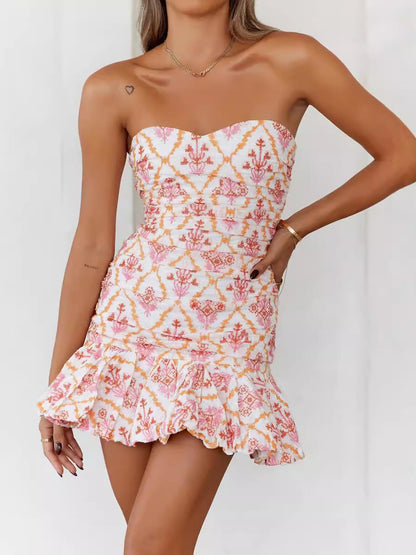 Frisches und süßes plissiertes Kleid mit Print