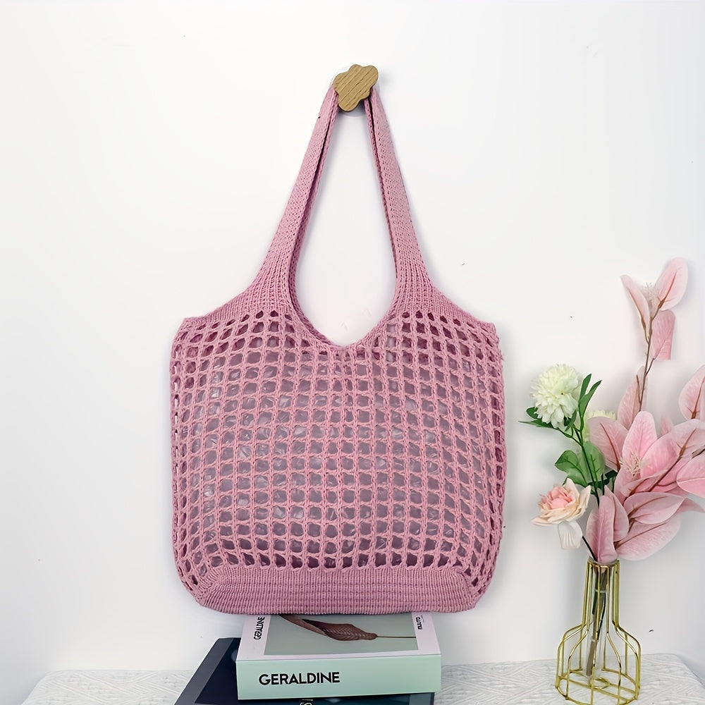Geweven Strandtas met Open Netstructuur Dames Grote Shopper