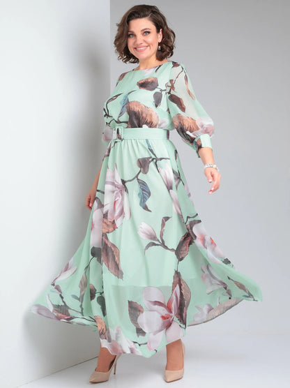 Melaza | Elegantes Maxikleid mit floralem Print und Taillengürtel