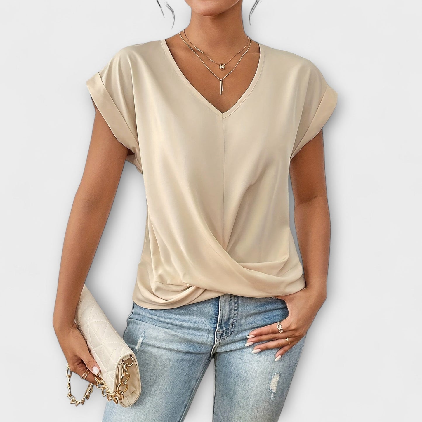 Eloise - Top Decote em V com Detalhe Nó