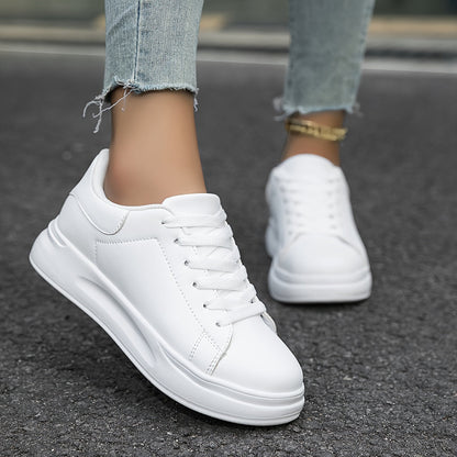 Women's Leather Platform Sneakers Casual Fashion Walking Shoes