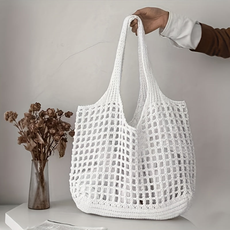 Geweven Strandtas met Open Netstructuur Dames Grote Shopper