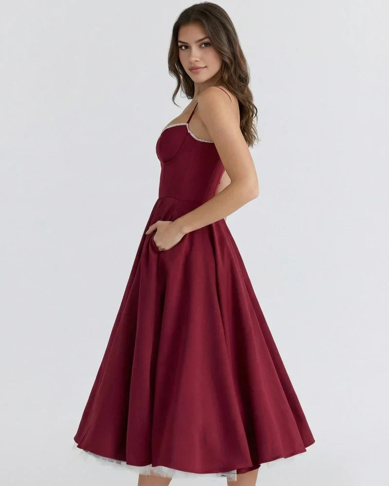 Belle - Robe midi avec couches de tulle et poches secrètes