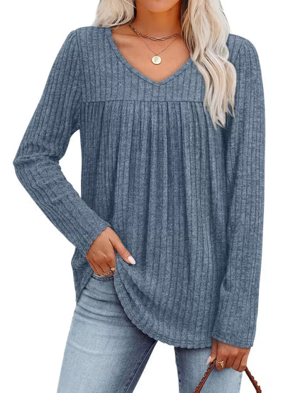 Sofhie | Eleganter Ripp-Pullover mit V-Ausschnitt