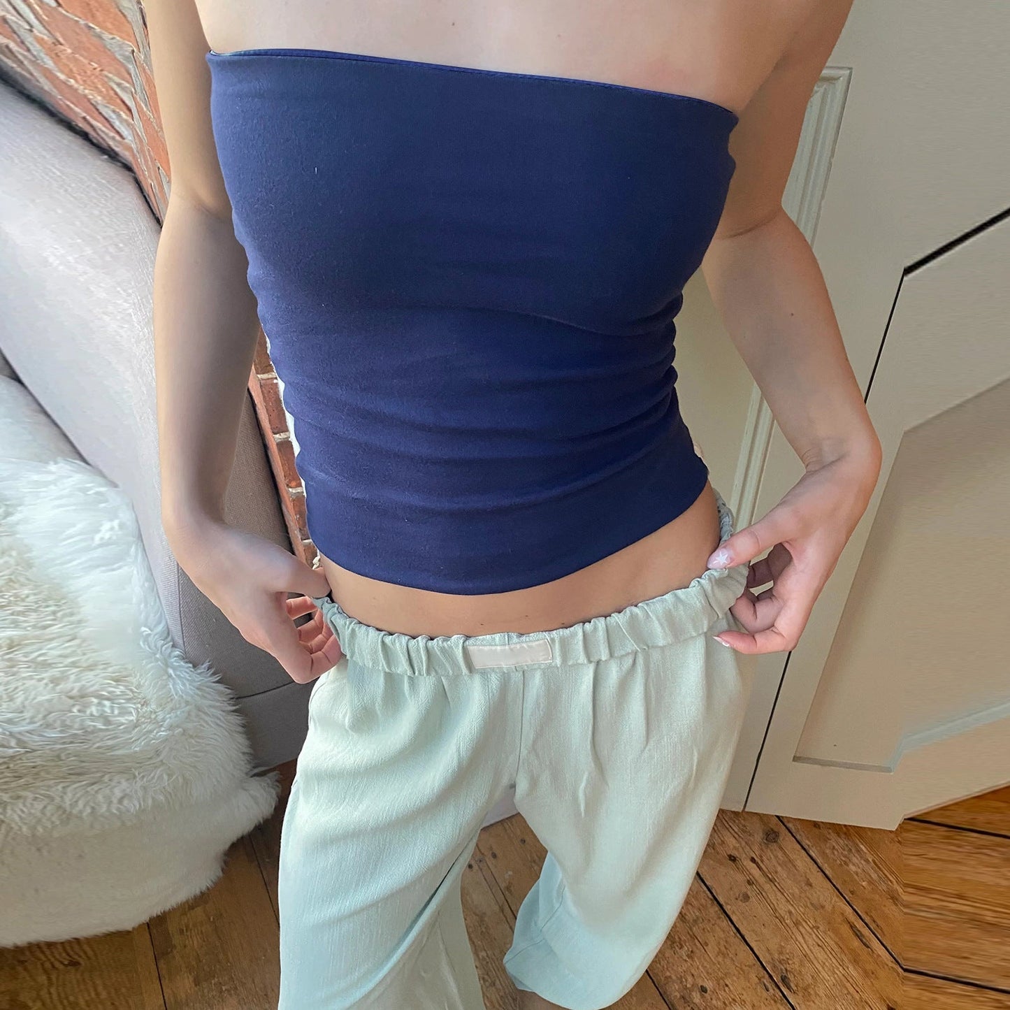 Damen Klassisches Gestreiftes Bustier-Top