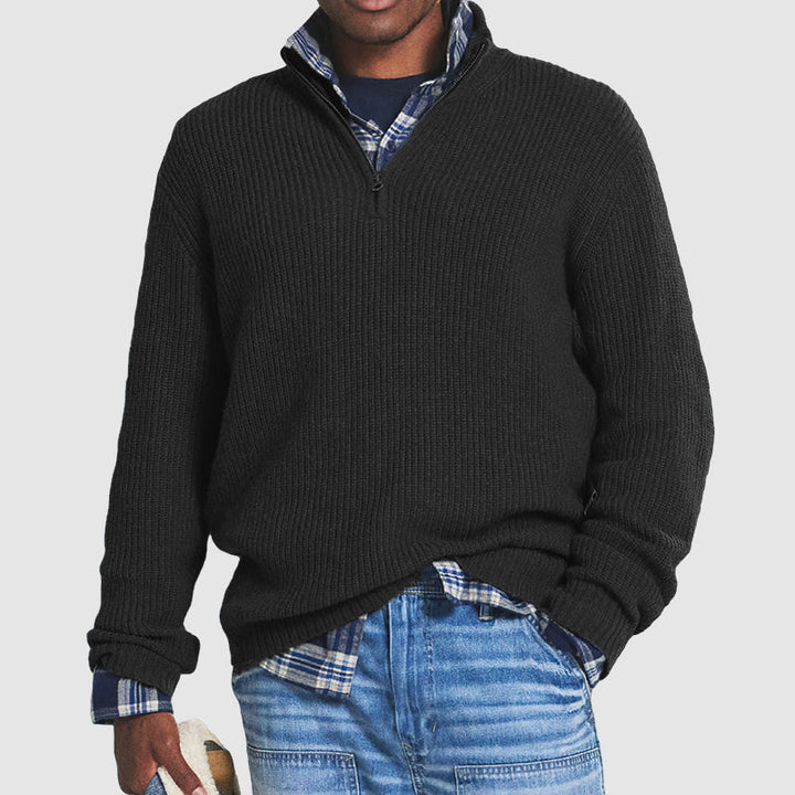 Kaschmir-Pullover mit Reißverschluss – Business Casual