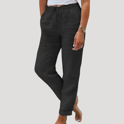 Damen-Leinenhose mit Kordelzug
