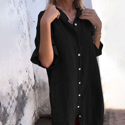 Boho-Hemdkleid für Damen mit Knopfleiste
