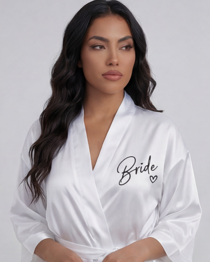Women’s Satin Bridal Party Kimono Robe – Elegant Silk Bridesmaid and Bride Robe