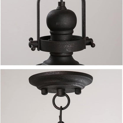 LuxRoyale Industrial Glass Pendant Light, Mid-Century Vintage Iron Dome Hanging Lamp