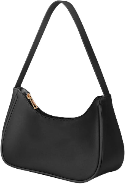 Women's Shoulder Bag Crescent Shoulder Bag PU Leather Ladies Handbag Mini Hobo Bag Purse Trendy Everyday Handbag Half Moon Bag with Zipper for Dating Shopping Travel