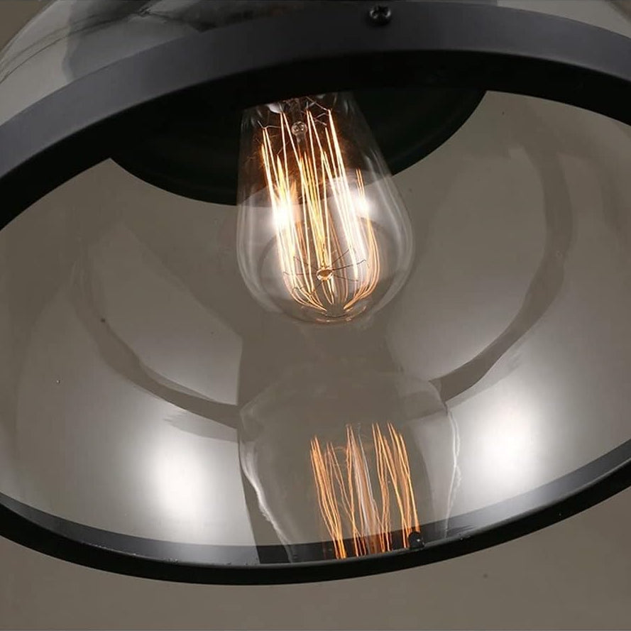 LuxRoyale Industrial Glass Pendant Light, Mid-Century Vintage Iron Dome Hanging Lamp