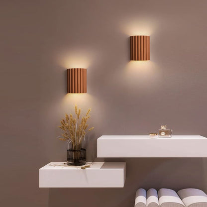 Modern Half-Round Resin Wall Lamp for Living Room | Up & Down Lighting | G9 Dual Light Fixture | Contemporary Indoor Wall Sconce