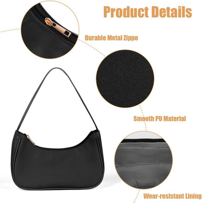 Women's Shoulder Bag Crescent Shoulder Bag PU Leather Ladies Handbag Mini Hobo Bag Purse Trendy Everyday Handbag Half Moon Bag with Zipper for Dating Shopping Travel