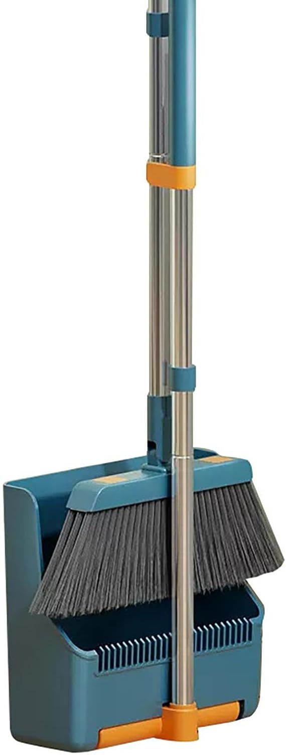 Große Besen- und Kehrschaufel-Set – langer Griff mit 180° drehbarem Besenkopf – Clavira