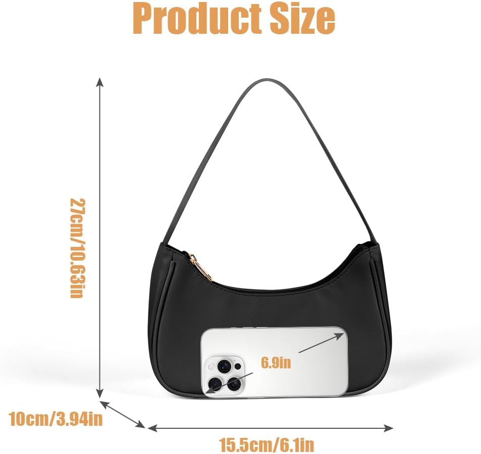 Women's Shoulder Bag Crescent Shoulder Bag PU Leather Ladies Handbag Mini Hobo Bag Purse Trendy Everyday Handbag Half Moon Bag with Zipper for Dating Shopping Travel