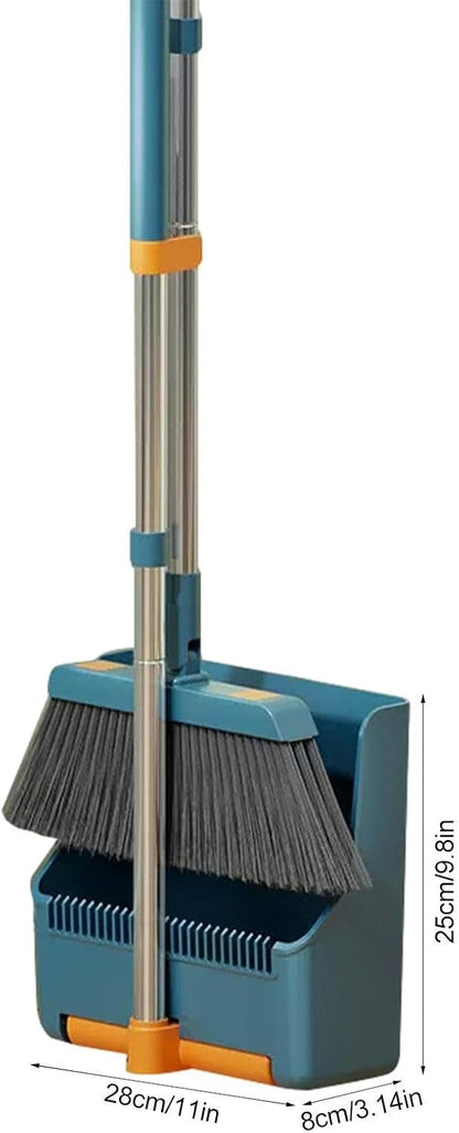 Große Besen- und Kehrschaufel-Set – langer Griff mit 180° drehbarem Besenkopf – Clavira