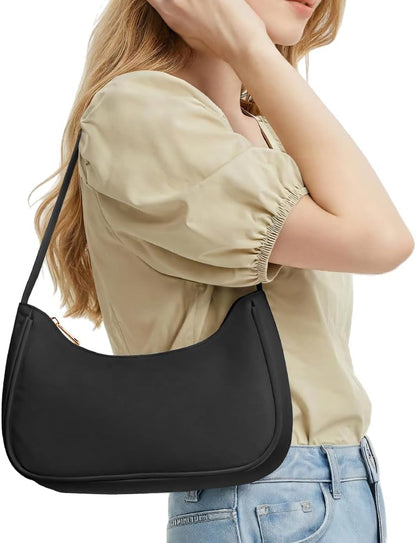 Women's Shoulder Bag Crescent Shoulder Bag PU Leather Ladies Handbag Mini Hobo Bag Purse Trendy Everyday Handbag Half Moon Bag with Zipper for Dating Shopping Travel