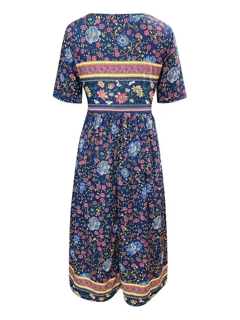 Lisan – Kleid mit Vintage-Blumenmuster und Tasche
