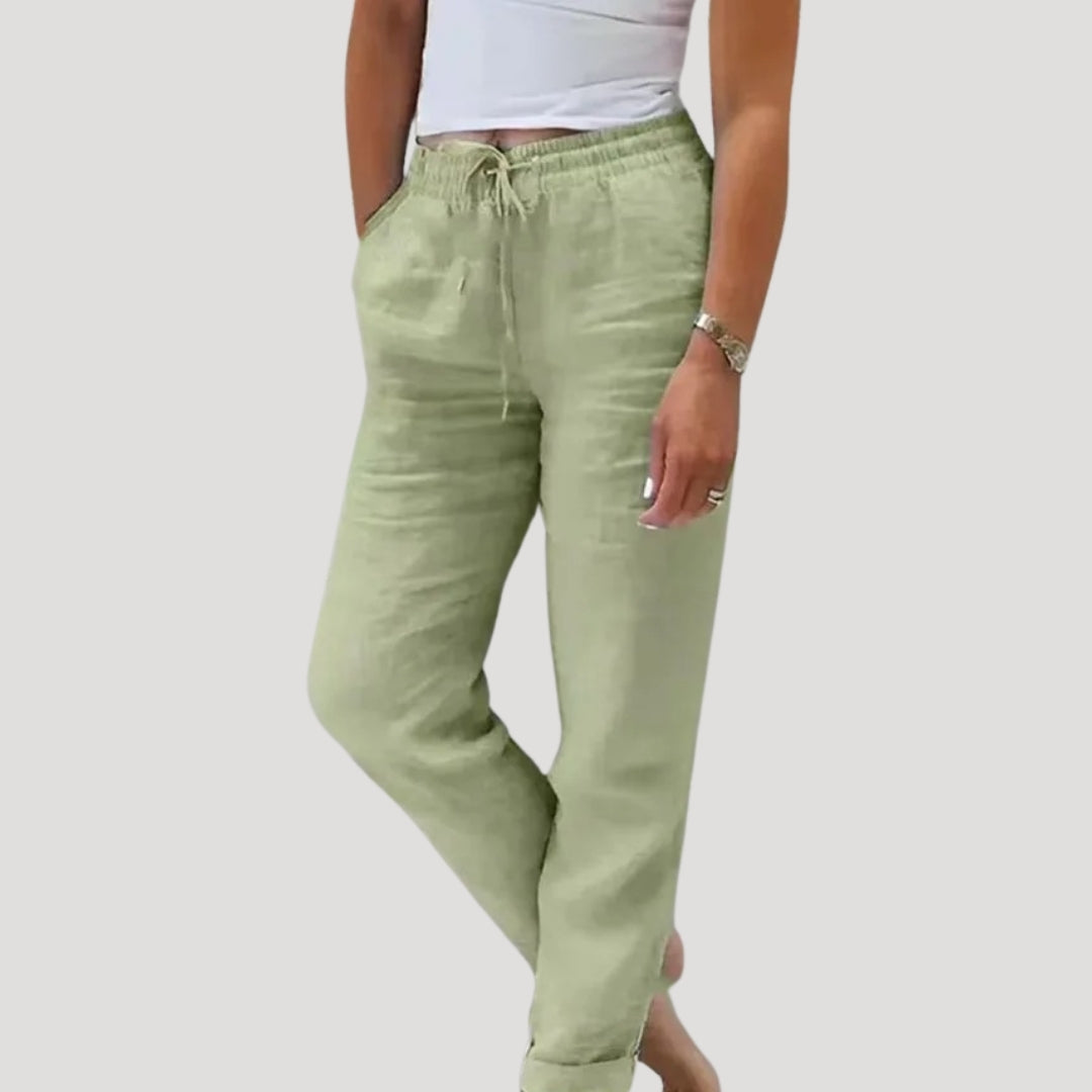 Damen-Leinenhose mit Kordelzug