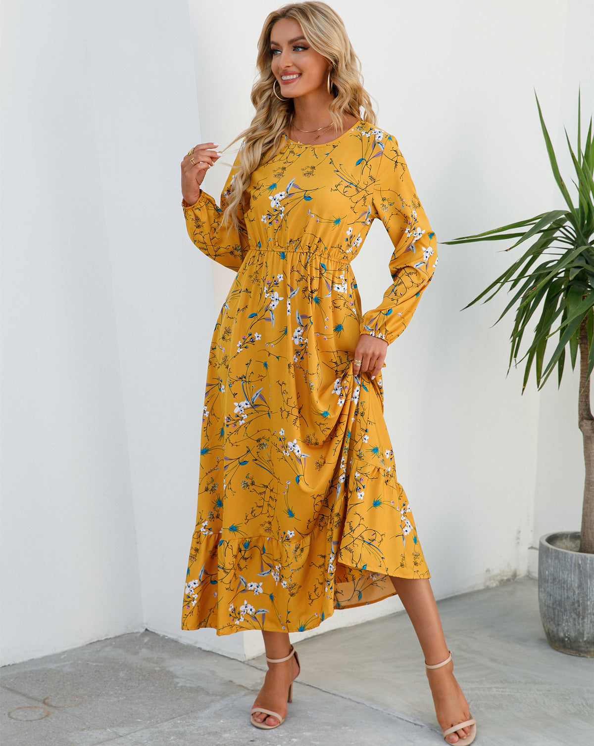 Robe Fleurie Polyvalente en Mousseline pour Femme – Style Élégant à Col Rond