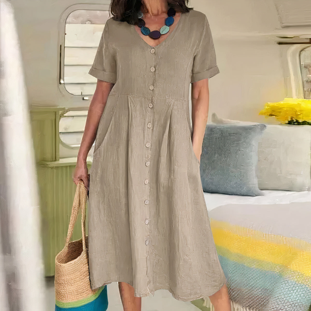 Lässiges Baumwoll-Leinen Sommerkleid – Noor