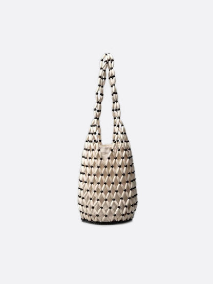 Boho Wooden Bead Crossbody Handbag
