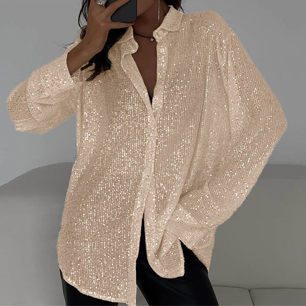 Lockere Bluse mit glitzernden Pailletten – Celeste