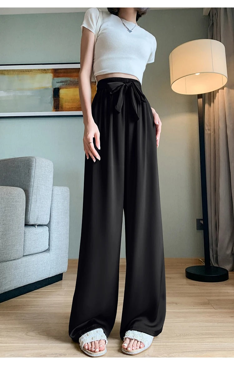 Silksommar® Collection - High-Waist & Loose-Fit Ultra Comfy Ice Silk Satin Trousers