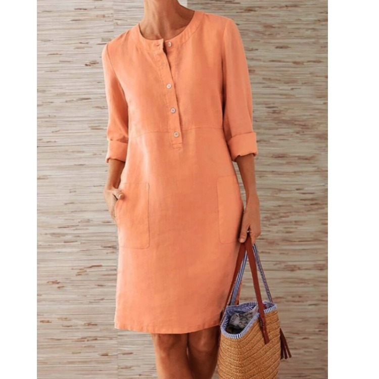 Harper | Women's Shirt Dress With Mandarin Collar And Button Front | Casual