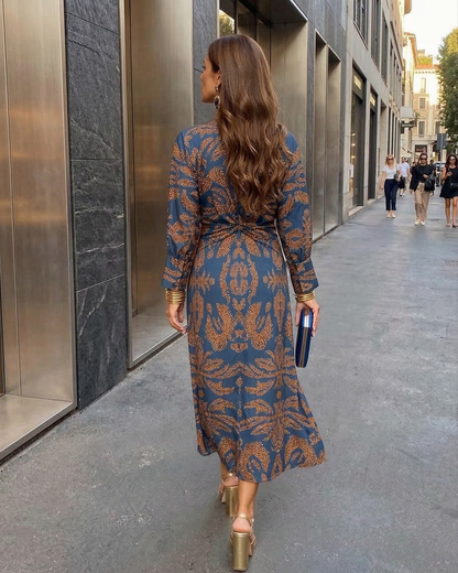 Élancia™ | Robe midi fluide à imprimé artistique au charme raffiné