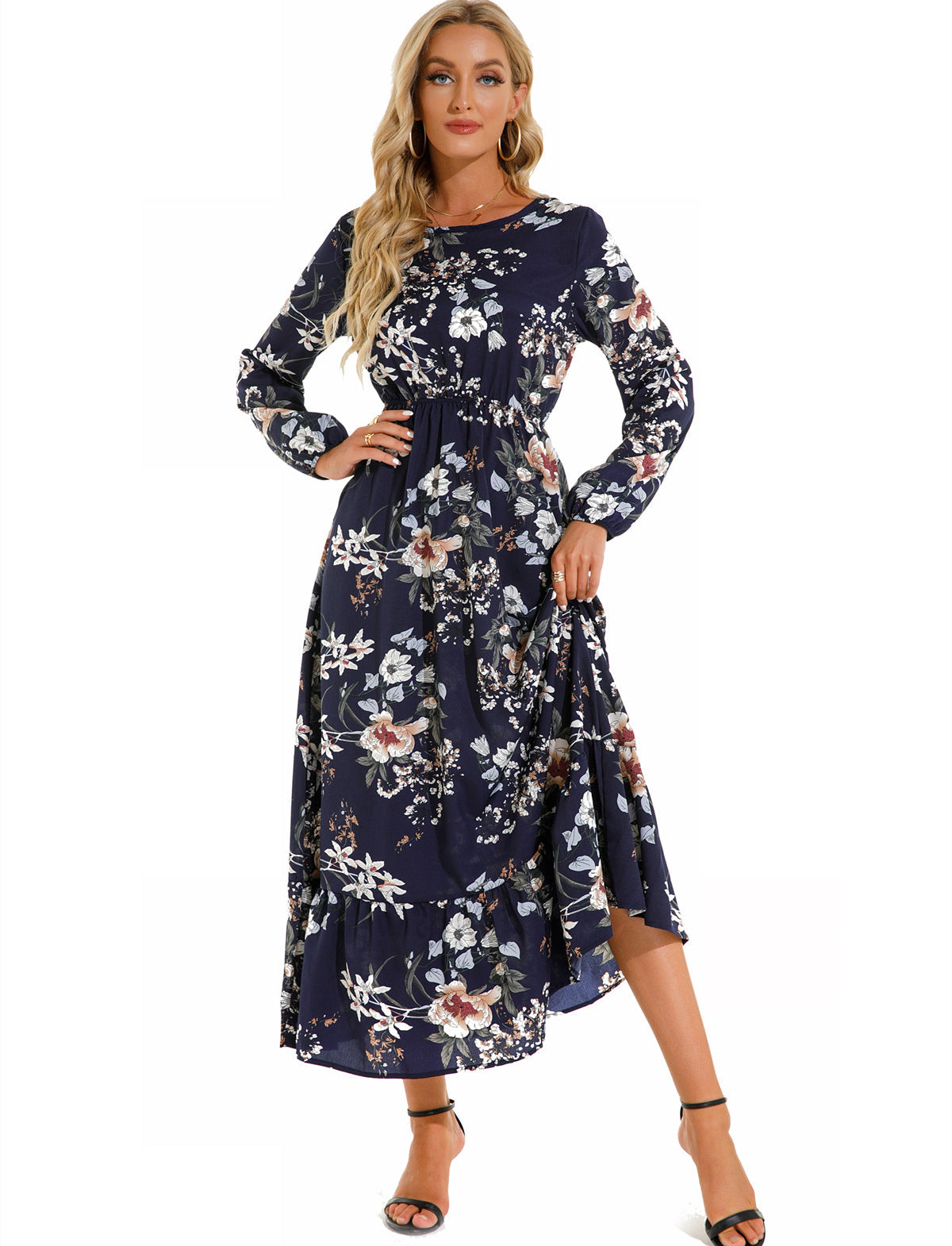 Robe Fleurie Polyvalente en Mousseline pour Femme – Style Élégant à Col Rond