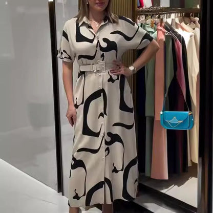Jolira™ Vestido elegante de cintura ajustada con estampado irregular