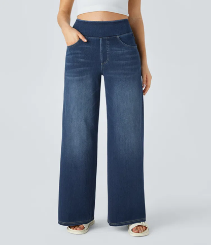 Vanelle | Hoge taille jeans met wijde pijpen voor dames – Comfortabele stretchdenim, casual en stijlvol