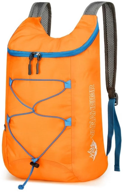 Opvouwbare sport rugzak mandarijn blauw – lichtgewicht outdoor rugtas voor wandelen, fietsen en reizen – compacte sporttas met verstelbare schouderbanden en opbergvakken