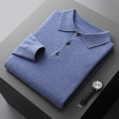 Lazare - Elegantes und Weiches Cashmere-Polo mit Langen Ärmeln für Herren