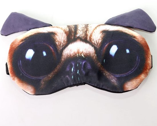 Bruin zwart hond slaap masker oog masker dames en heren – slaapmasker met grote hond ogen print en oortjes design, bedekkend oog masker met elastische band voor slapen, reizen en rustmomenten