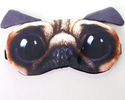 Bruin zwart hond slaap masker oog masker dames en heren – slaapmasker met grote hond ogen print en oortjes design, bedekkend oog masker met elastische band voor slapen, reizen en rustmomenten