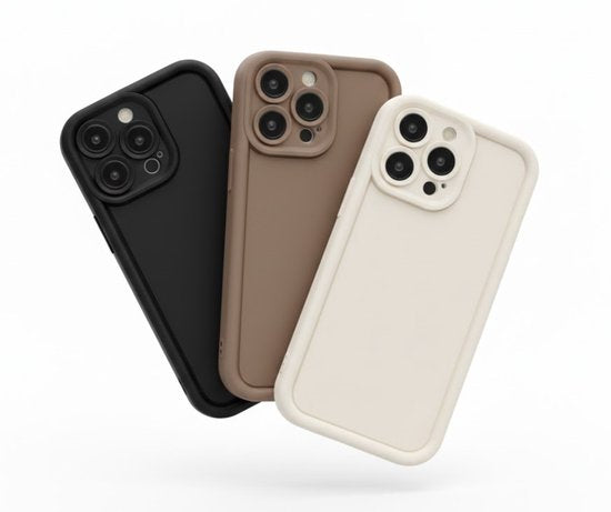 3 stuks Zwart beige bruin telefoon hoesje – backcover – geschikt voor iPhone 13 Pro Max – zachte matte uitstraling – camera bescherming