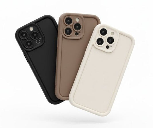 3 stuks Zwart beige bruin telefoon hoesje – backcover – geschikt voor iPhone 13 Pro Max – zachte matte uitstraling – camera bescherming