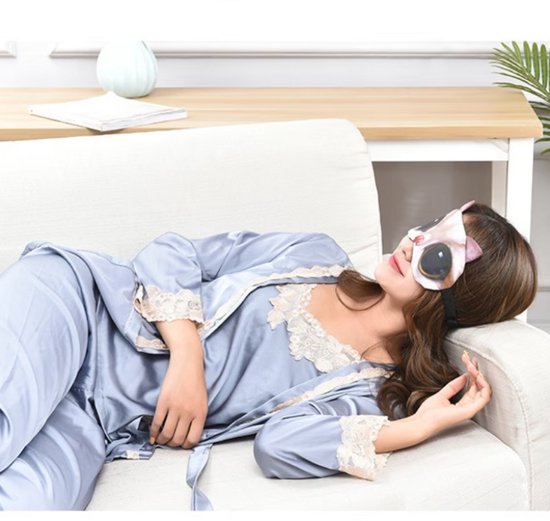 Bruin zwart hond slaap masker oog masker dames en heren – slaapmasker met grote hond ogen print en oortjes design, bedekkend oog masker met elastische band voor slapen, reizen en rustmomenten
