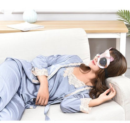 Bruin zwart hond slaap masker oog masker dames en heren – slaapmasker met grote hond ogen print en oortjes design, bedekkend oog masker met elastische band voor slapen, reizen en rustmomenten