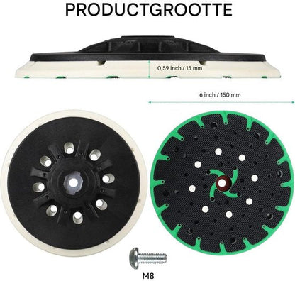 Schuurzool 150mm M8 - 49 Gaten met Stofopvang - Festool Compatibel
