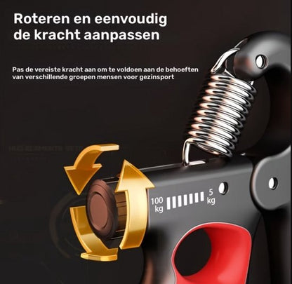 Rood handtrainer grip trainer hand kracht trainer verstelbare hand grip versterker met teller en metalen veer 5-100 kg pols trainer fitness hand knijper voor heren en dames voor hand training en vinger oefeningen