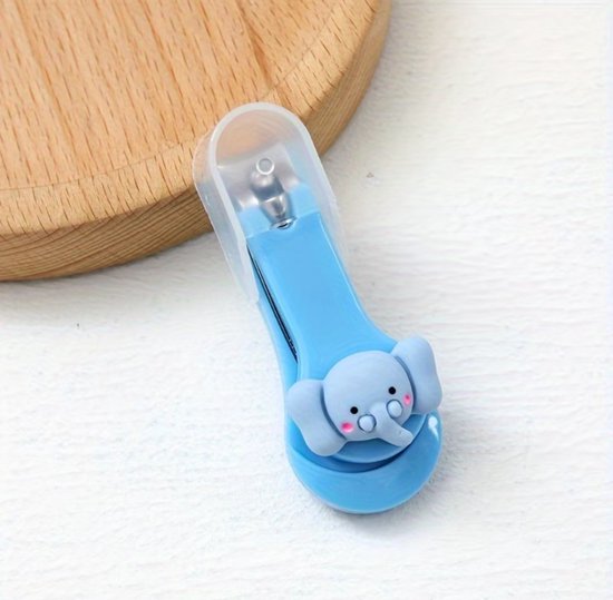 Blauw mini nagelknipper nagel tang voor dames en heren met olifant design compacte nagelclipper met beschermkap draagbare manicure tool