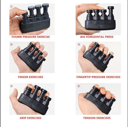 Zwart vingertrainer handtrainer met verstelbare drukknoppen – grip kracht trainer voor vingers, hand en onderarm training – fitness hand trainer voor krachttraining, revalidatie en oefening
