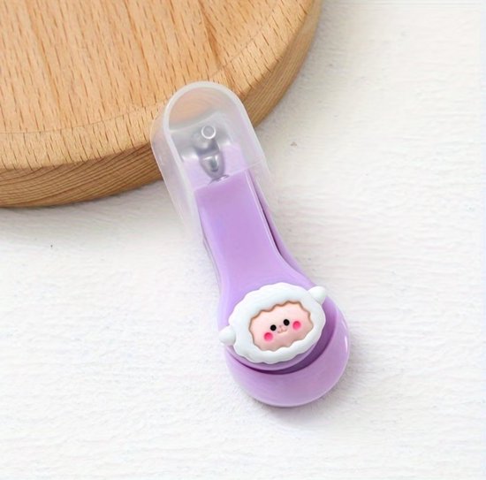 Paars mini nagelknipper nagel tang voor dames en heren met schaap design compacte nagelclipper met beschermkap draagbare manicure tool
