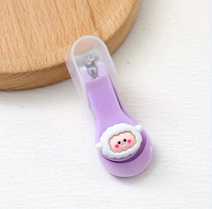 Paars mini nagelknipper nagel tang voor dames en heren met schaap design compacte nagelclipper met beschermkap draagbare manicure tool