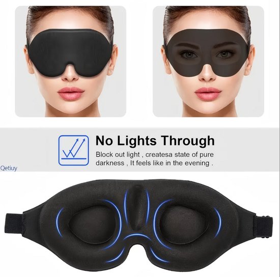 Zwart blauw paars 3D slaap masker oog masker dames en heren – 3 delige set oog contour slaapmasker met verstelbare elastische band, licht blokkerend oog masker voor slapen, reizen en ontspanning