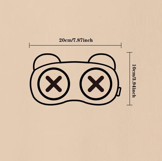 Zwart geel beer slaap masker oog masker dames en heren – slaapmasker met beer gezicht en X ogen design, bedekkend oog masker met elastische band voor slapen, reizen en rustmomenten